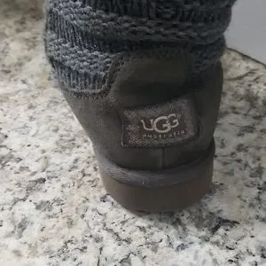 UGG Shoes Ugg Grey Twisted Cable Knit Over The Knee Boots - Main Image